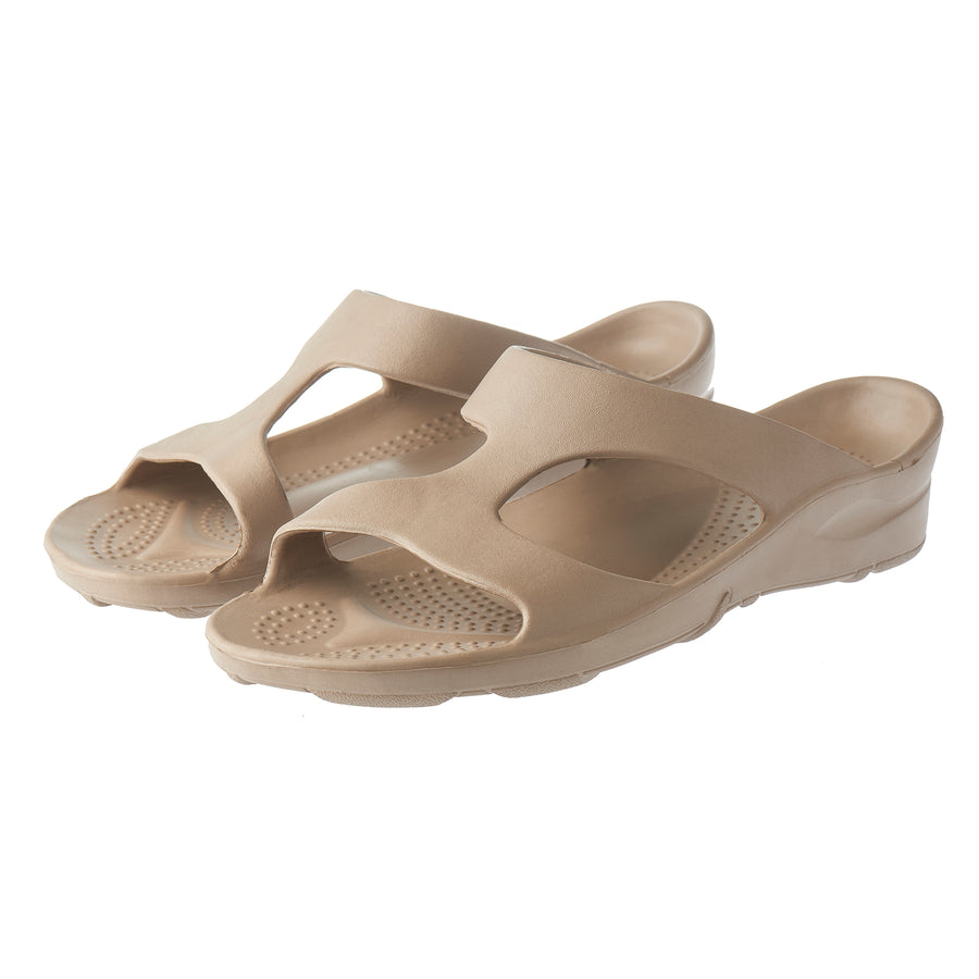 Aussie soles, Indy slide, Indy sandal, arch support sandal, beige sandals, arch support slides, orthotic sandals
